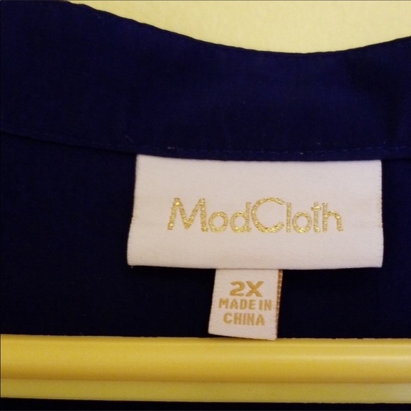 ModCloth Navy Sleeveless Floral Blouse - Picture 4 of 4